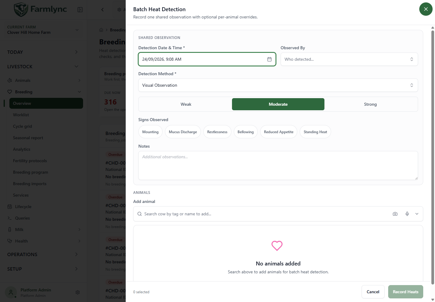Shared batch heat settings