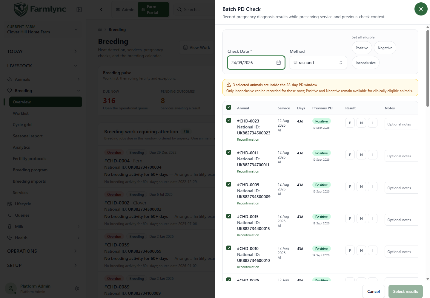 Batch PD roster and result controls