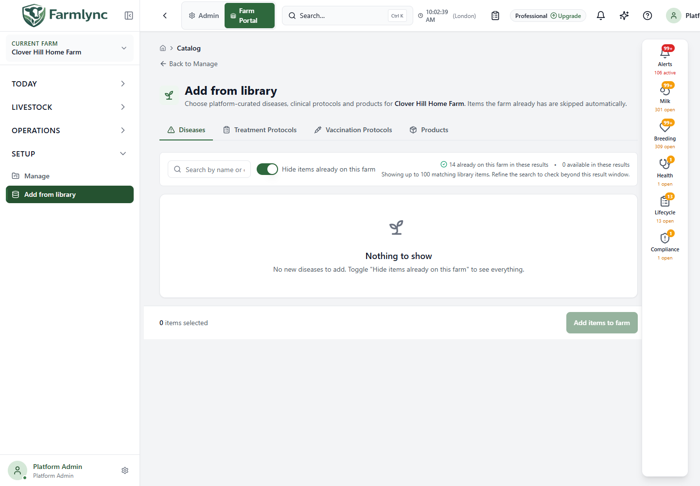 Add from library selection and status