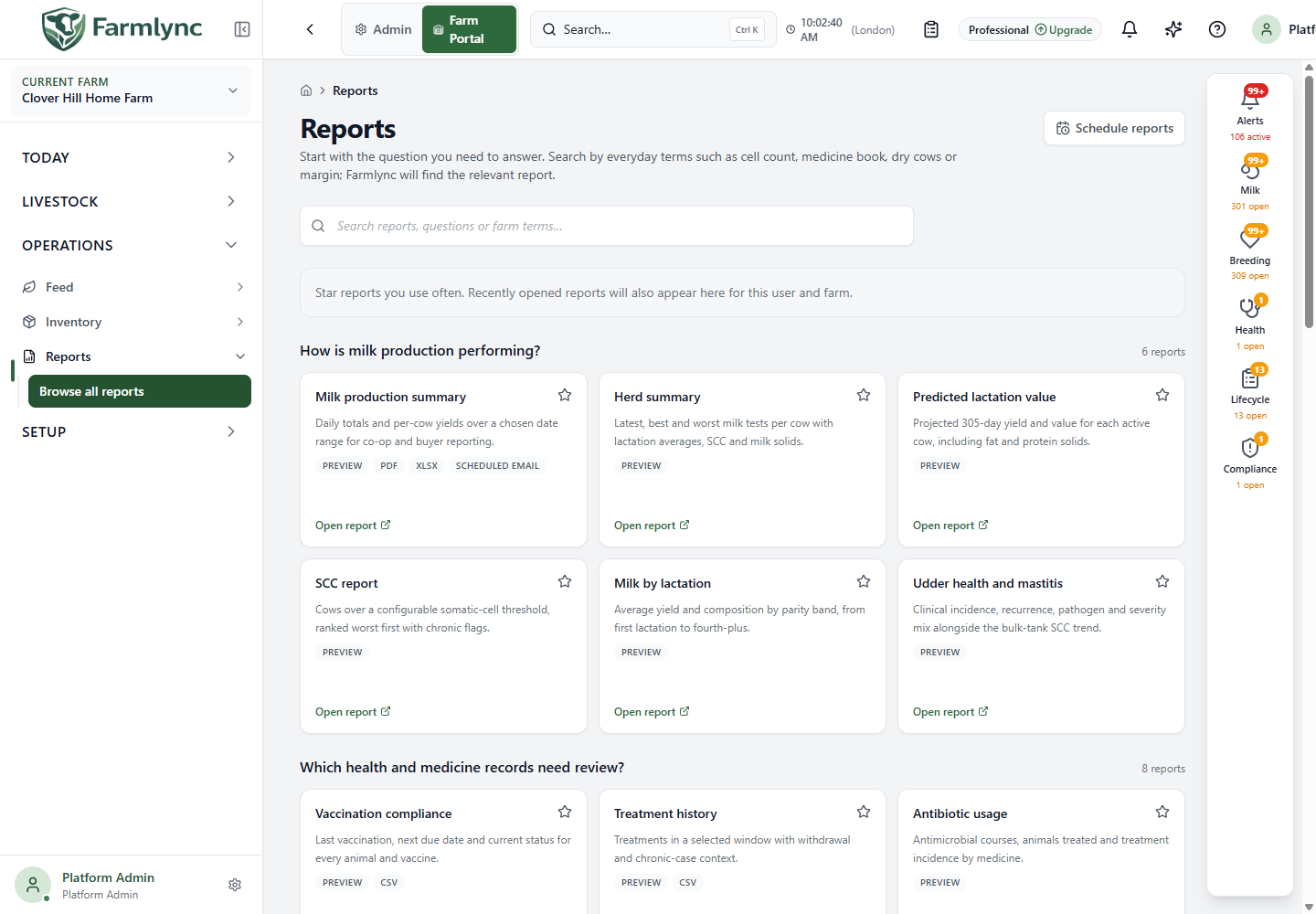 Farm report catalogue