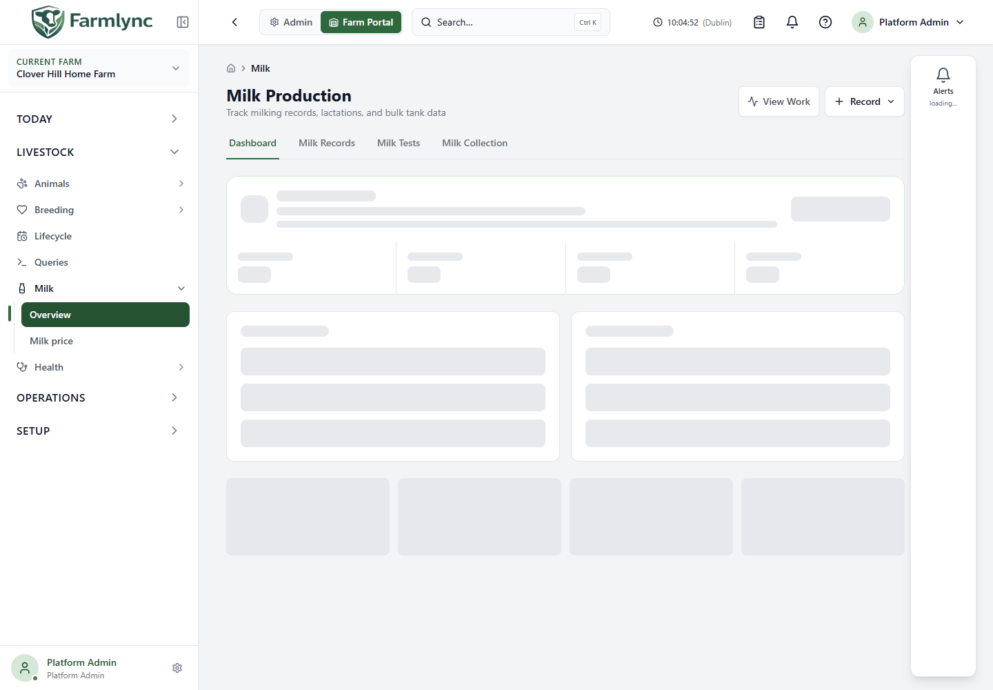 Milk production dashboard