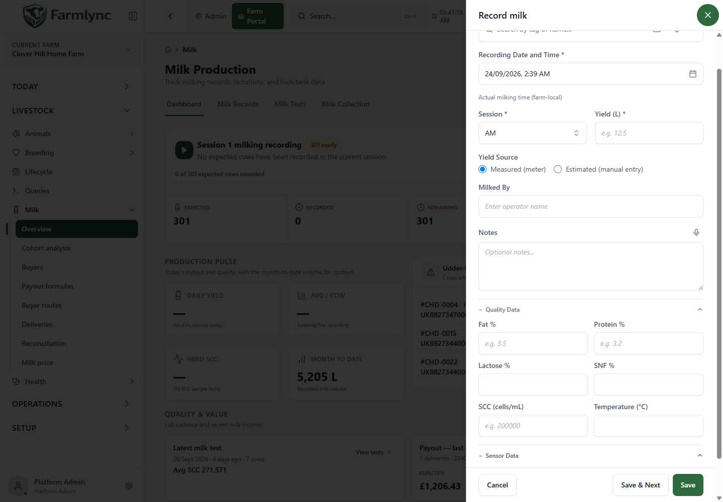 Expanded quality and sensor fields