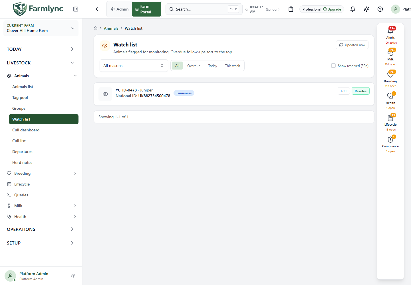 Watch list and due-date filters